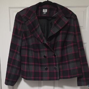 Worthington Black and Pink Plaid Blazer